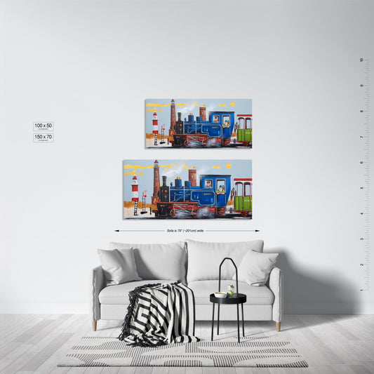 Borkumer Dampflok Leinwanddruck gemalt von Nicole Wenning