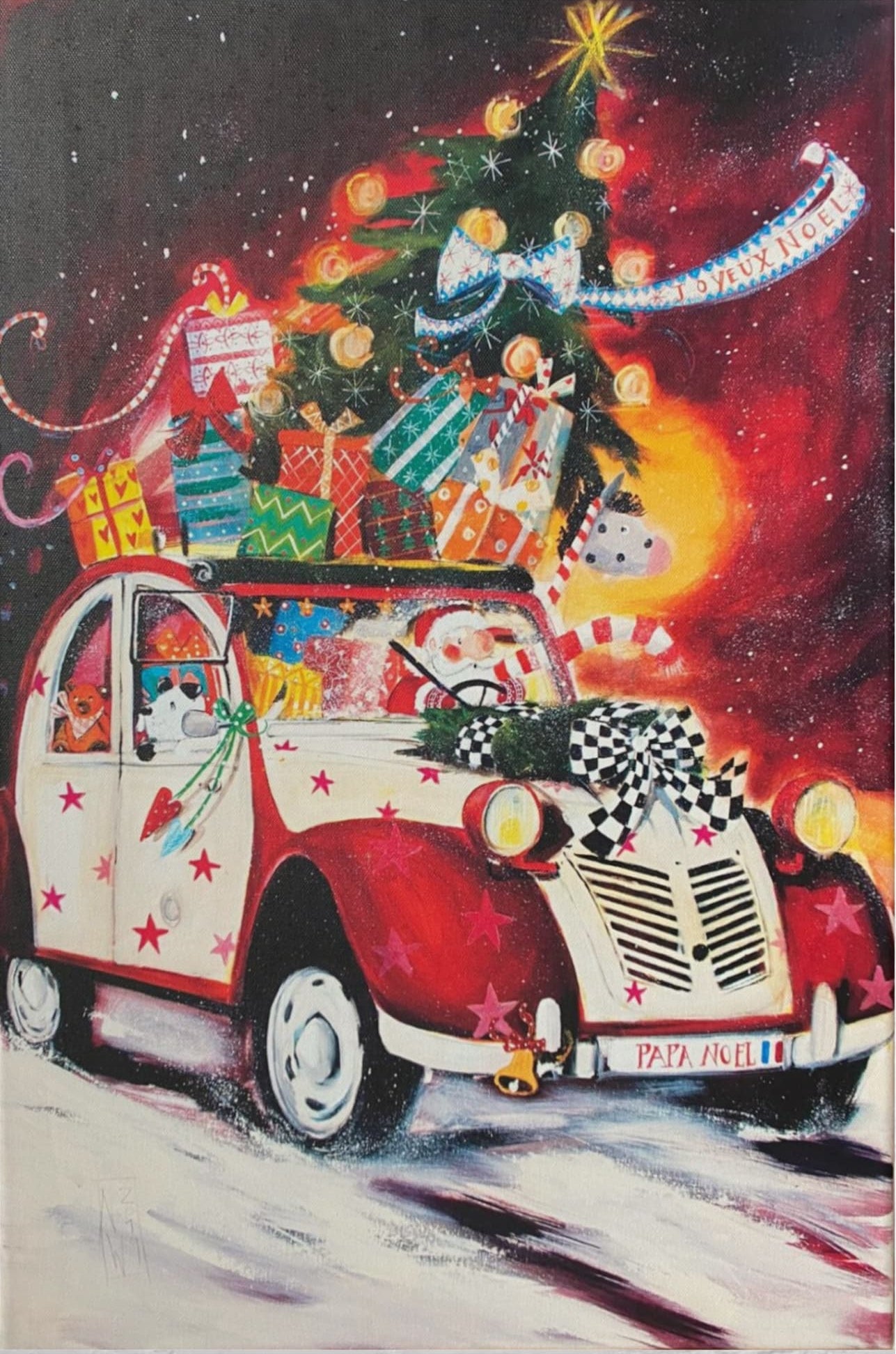 "Der Weihnachtsmann steuert eine Ente." - Leinwanddruck auf Keilrahmen - Atelier am Meer 