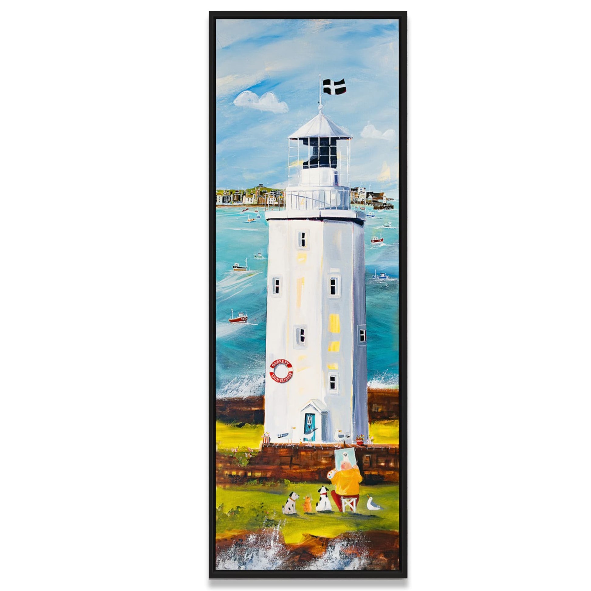 Der Leuchtturm Godrévy in Cornwall Leinwanddruck gemalt von Nicole wenning