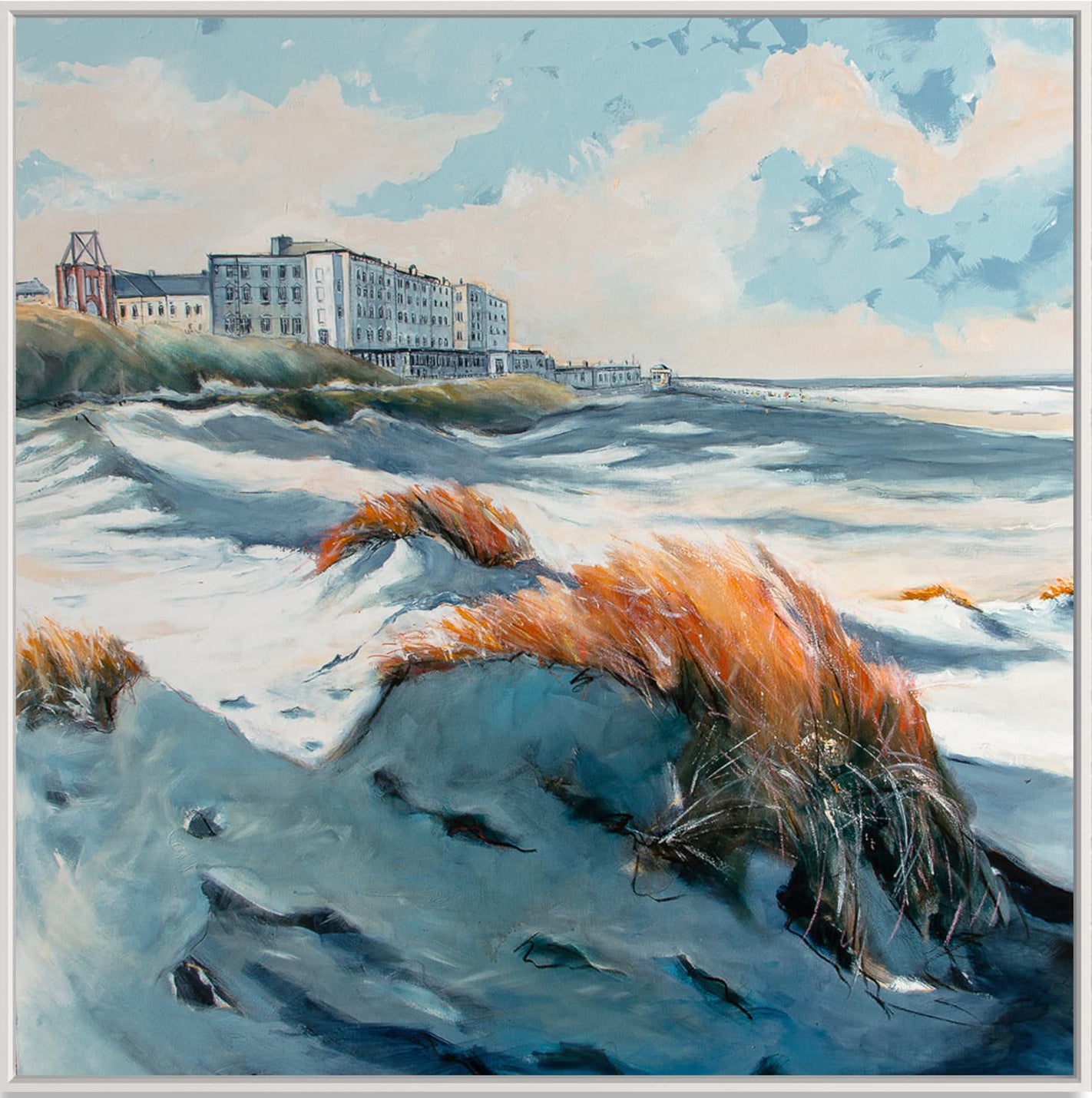 Borkum Promenade im Herbst Leinwanddruck auf Keilrahmen gemalt von Nicole Wenning Atelier am Meer Borkum