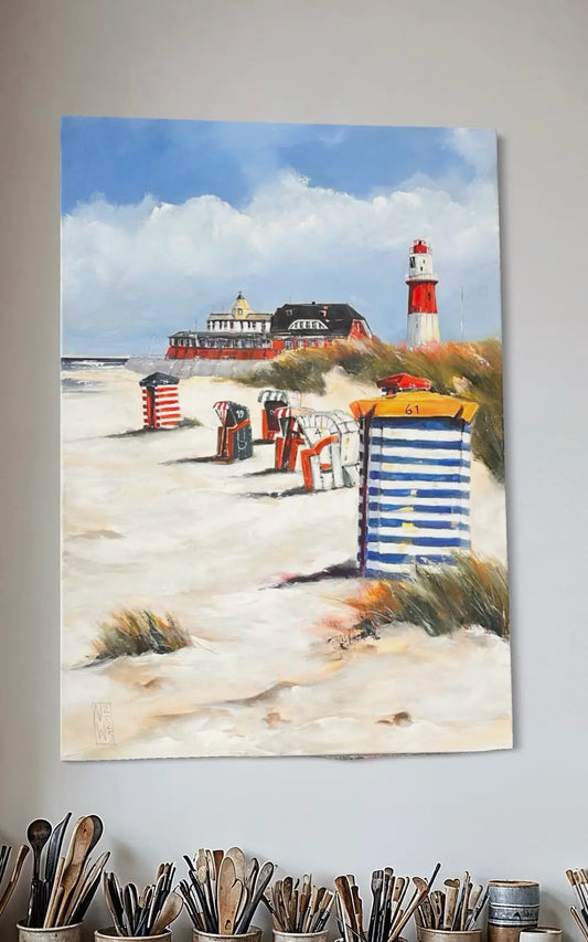 „Die heimliche Liebe am Südstrand von Borkum“ - Leinwanddruck auf Keilrahmen