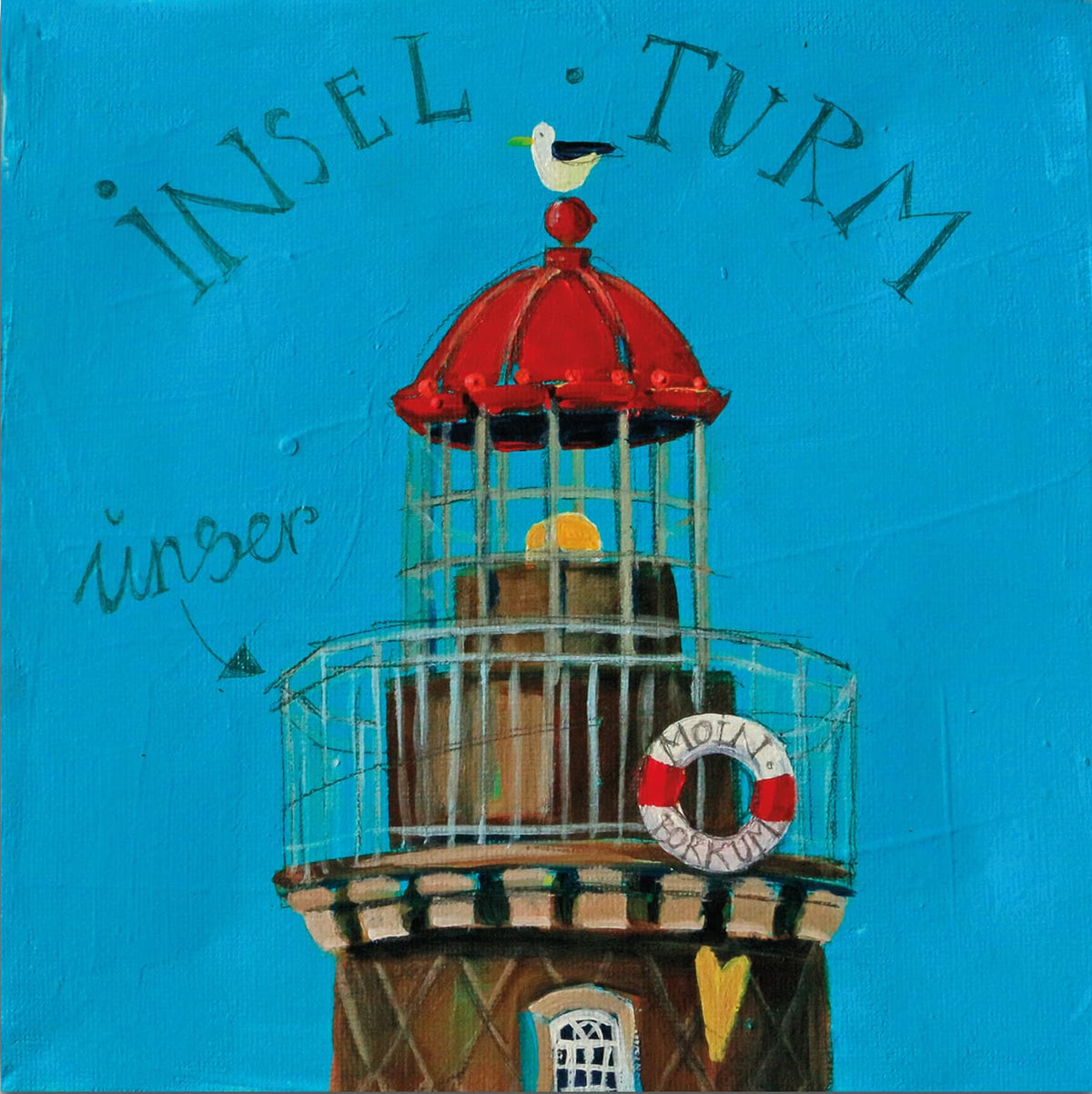 Neuer Leuchtturm Borkum - Leinwanddruck auf Keilrahmen - 20 x 20 cm - Atelier am Meer 