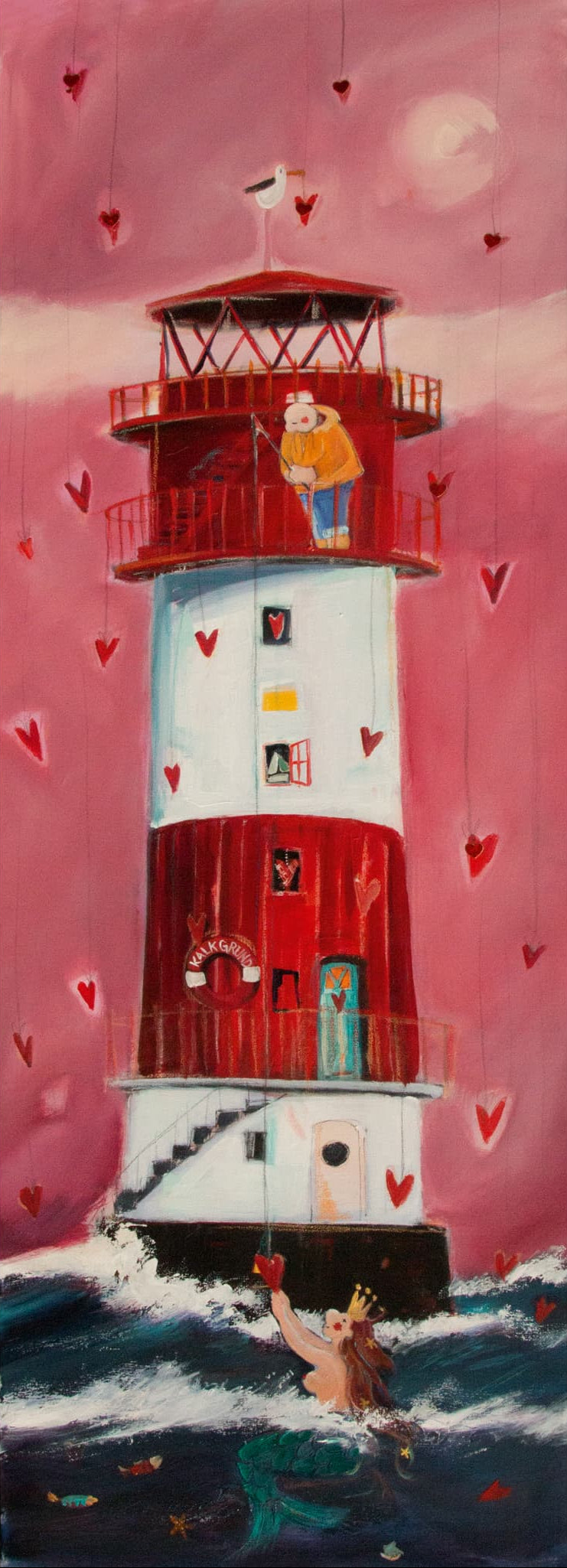 Kalk Grund Leuchtturm gemalt von Nicole Wenning