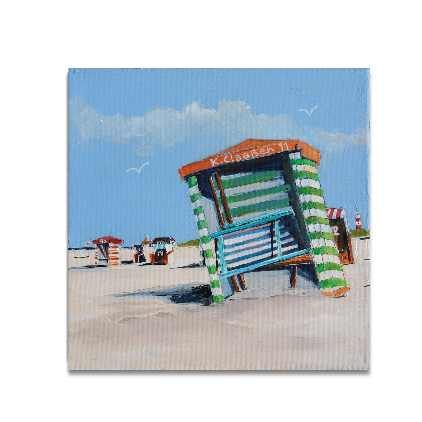 Strandzelte Borkum - Leinwanddruck/Canvas Print - 20 x 20 cm