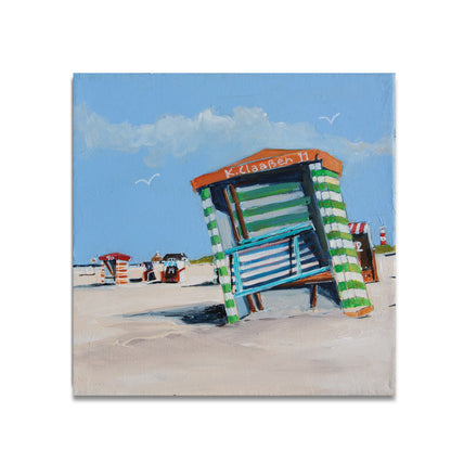 Strand, Zelte, Borkum Leinwand, Druck auf Keilrahmen gemalt von Nicole Wenning Atelier am Meer Borkum