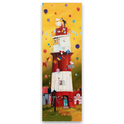 Der kleine elektrische Leuchtturm "Just married" - Leinwanddruck auf Keilrahmen - Atelier am Meer 
