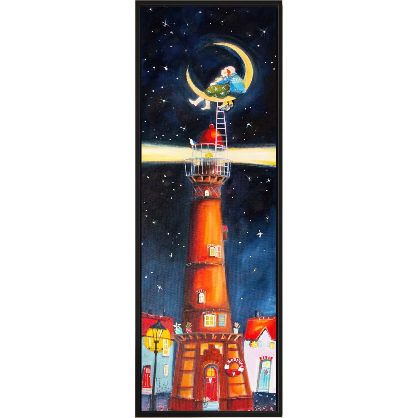 Neue Leuchtturm Borkum in the Moon gemalt von Nicole Wenning