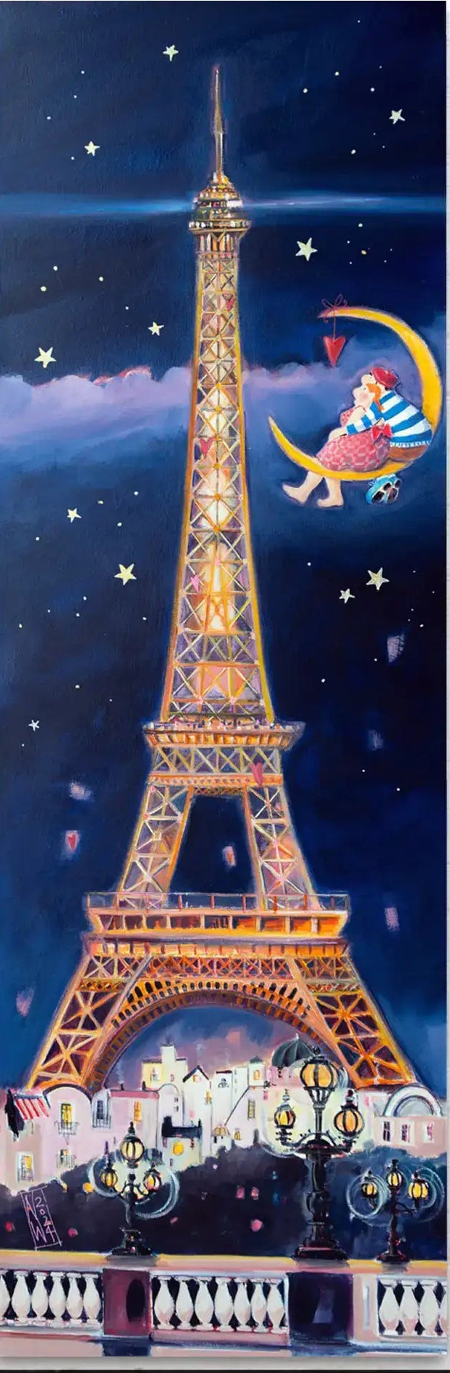 Pariser Eiffelturm bei Nacht - Leinwanddruck auf Keilrahmen - Atelier am Meer 