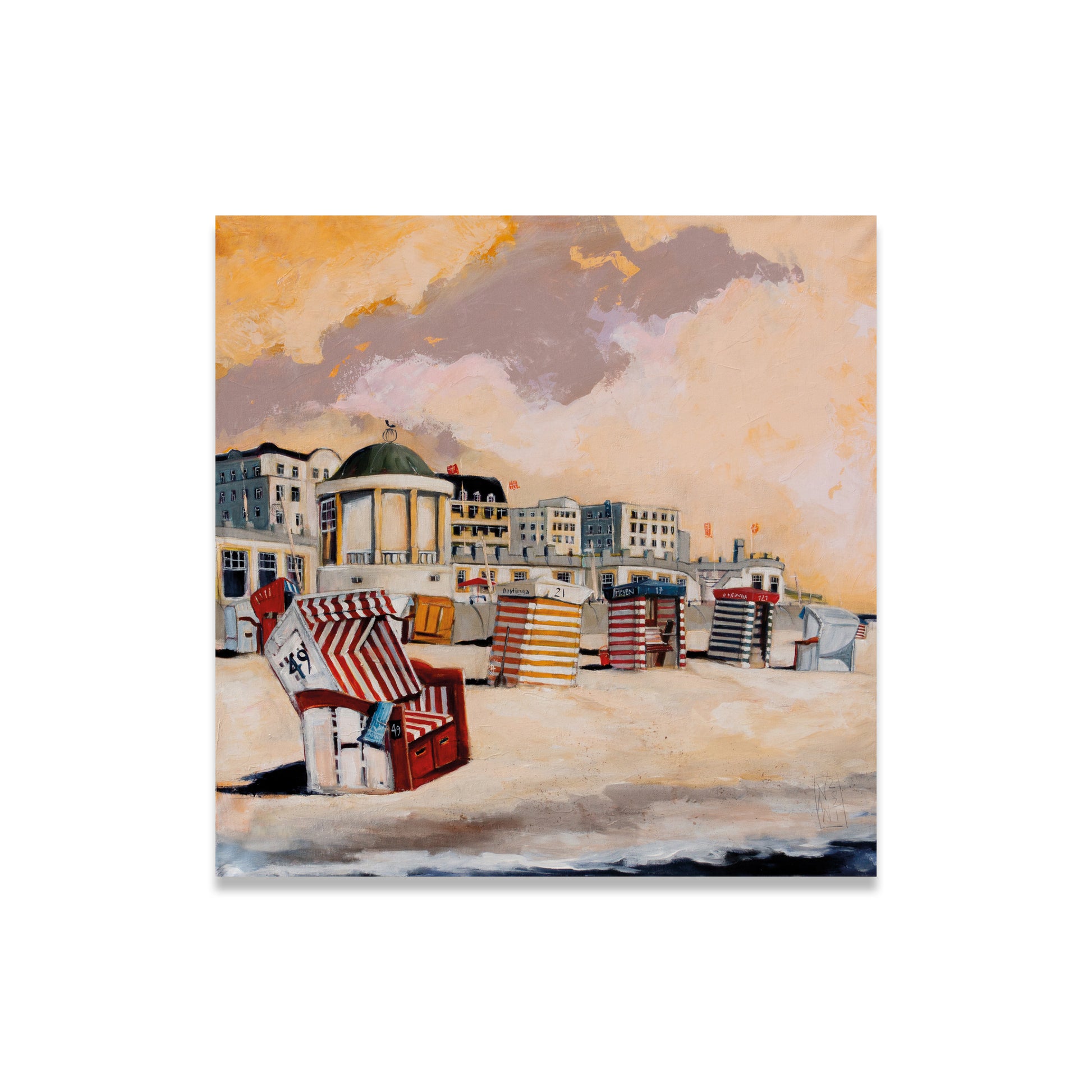 Sommerpromenade, Leinwanddruck auf Keilrahmen gemalt von Nicole Wenning Atelier am Meer