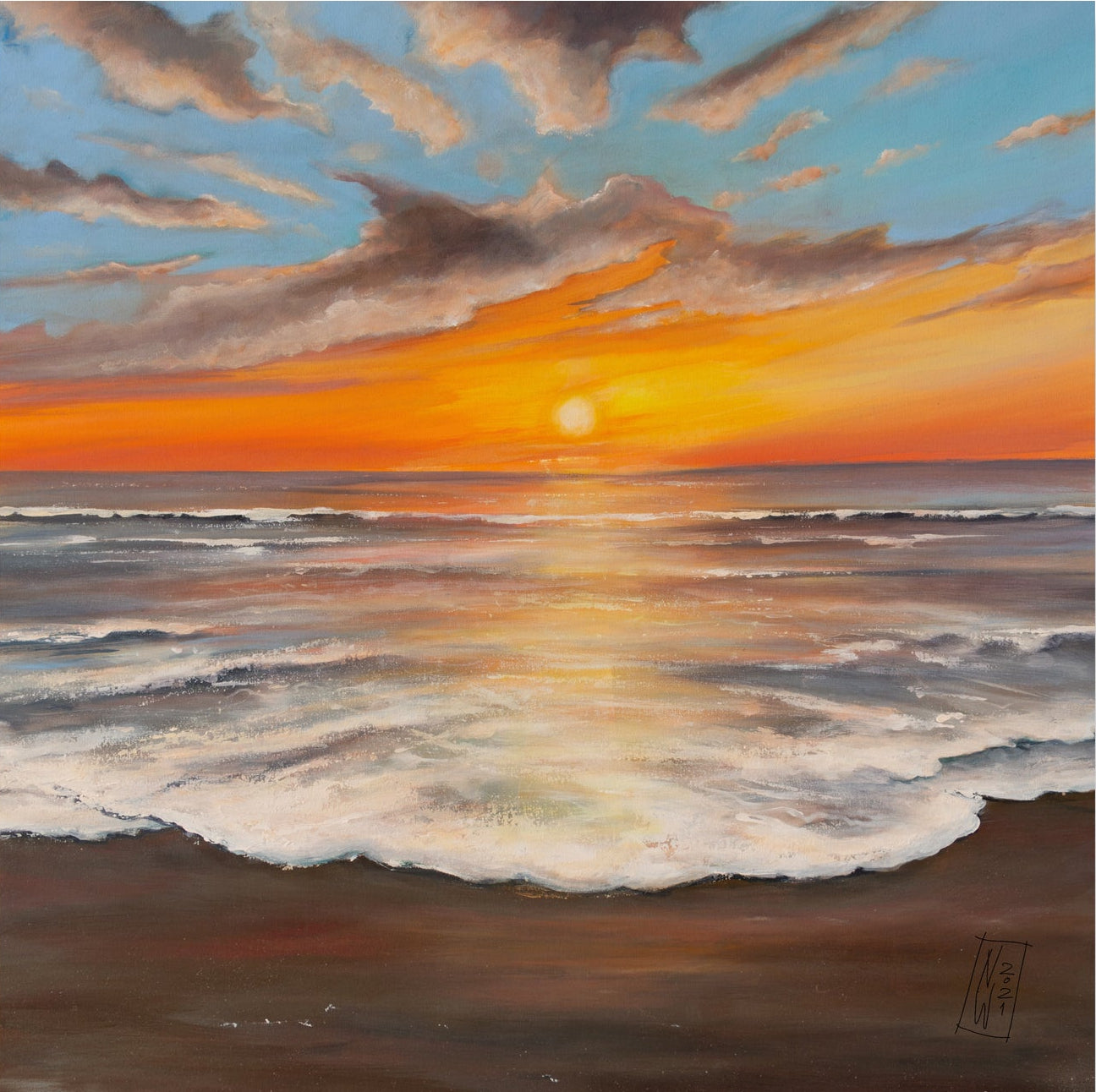Sonnenuntergang am Meer gemalt von Nicole Wenning