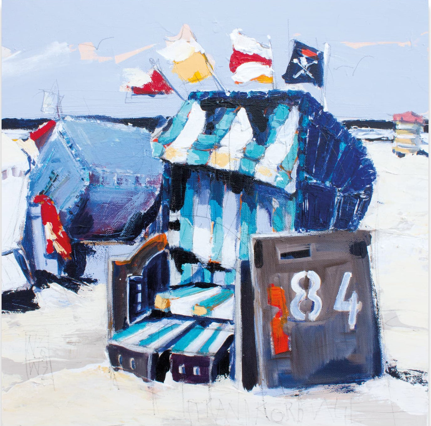 Strandkorb, 84 Leinwanddruck auf Keilrahmen gemalt von Nicole Wenning