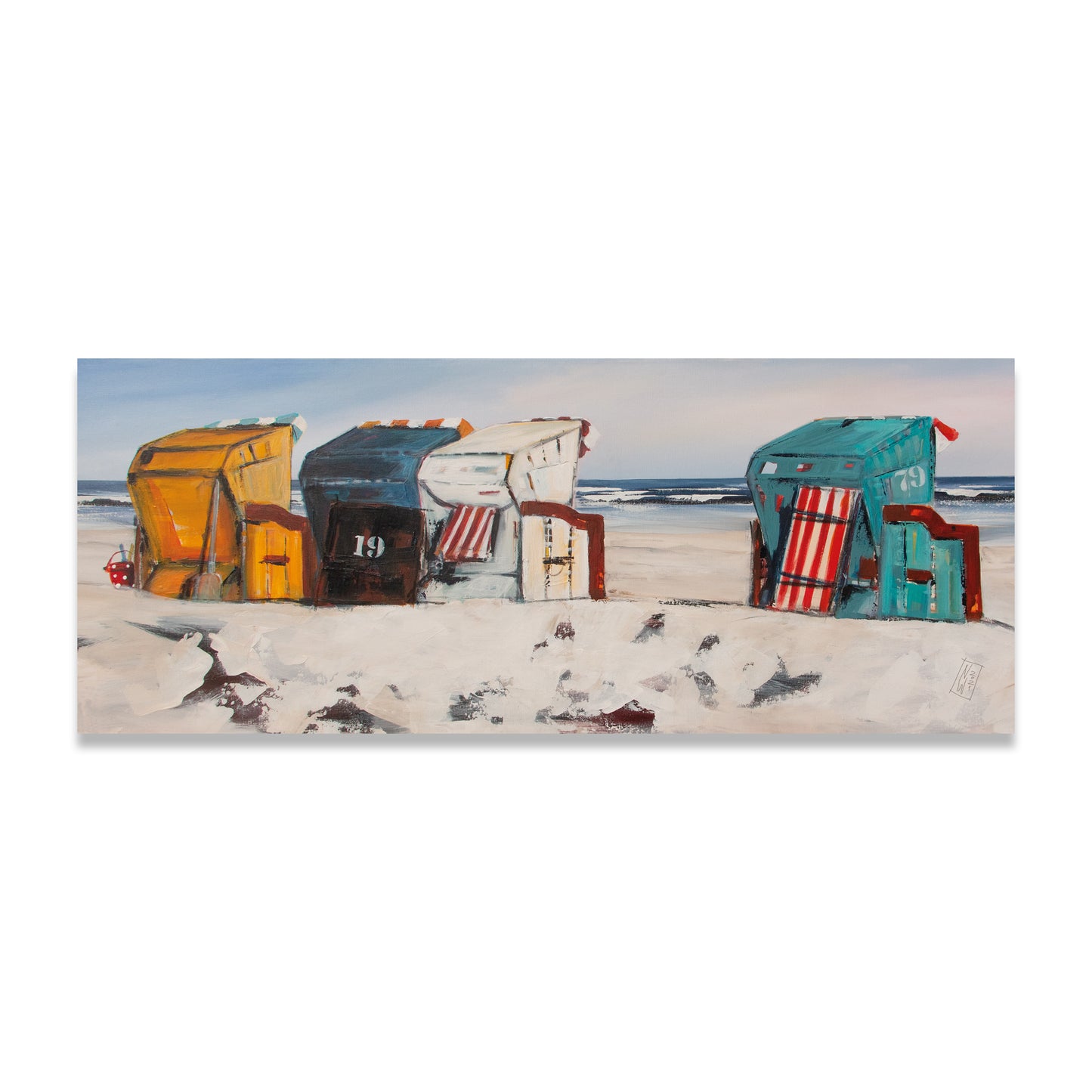 Strandkörbe Leinwanddruck auf Keilrahmen gemalt von Nicole Wenning Atelier am Meer Borkum