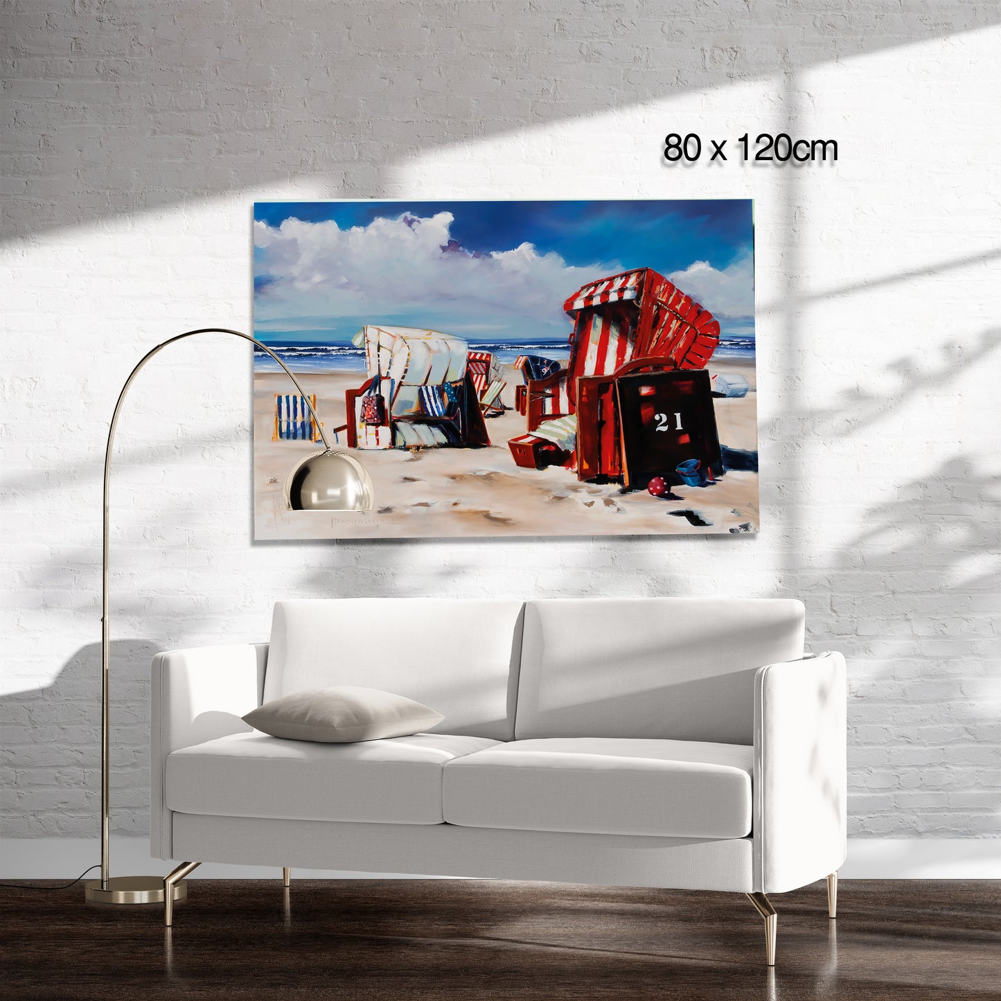 Strandkorbtage - Leinwanddruck auf Keilrahmen -  80 x 120 cm
