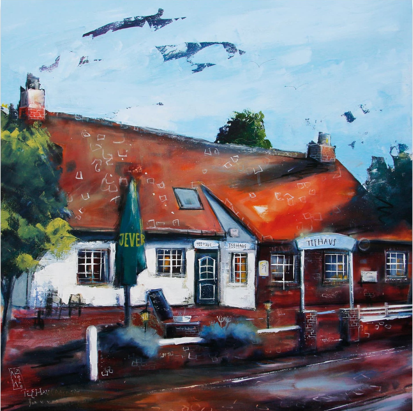 Das Teehaus Leinwanddruck auf Keilrahmen gemalt von Nicole Wenning Borkum