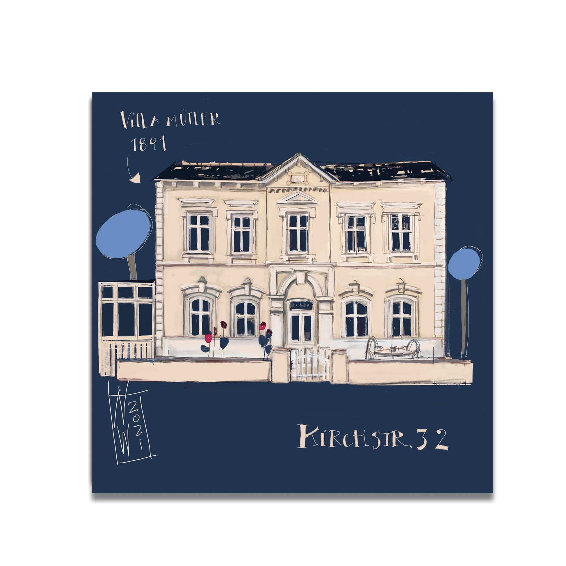 Haus auf Borkum gemalt von Nicole Wenning Atelier am Leinwanddruck auf Keilrahmen