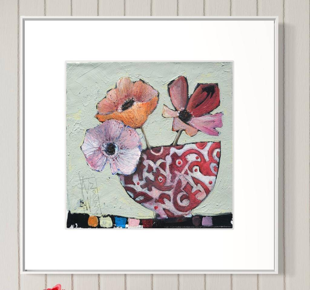 Stillleben"Blumen in Schüsselchen - Fineartprint - Atelier am Meer 
