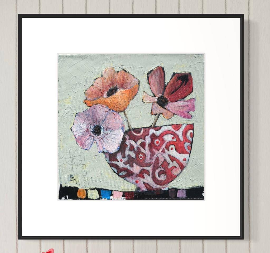 Stillleben"Blumen in Schüsselchen - Fineartprint - Atelier am Meer 