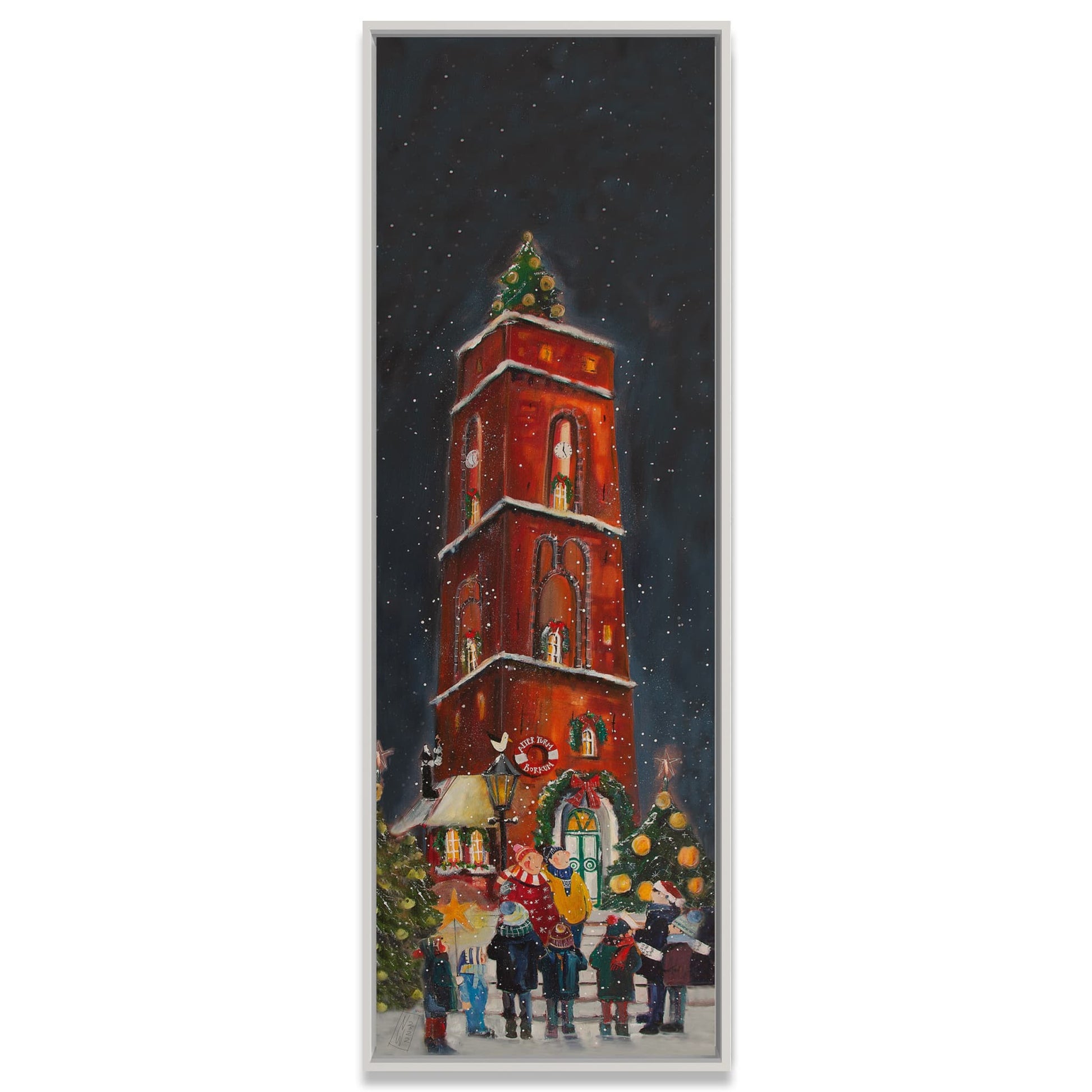 Borkum "Weihnachten am Turm" Leinwanddruck auf Keilrahmen - Atelier am Meer 