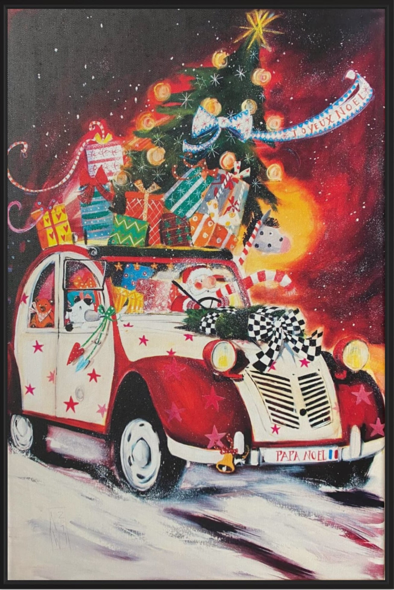 "Der Weihnachtsmann steuert eine Ente." - Leinwanddruck auf Keilrahmen - Atelier am Meer 