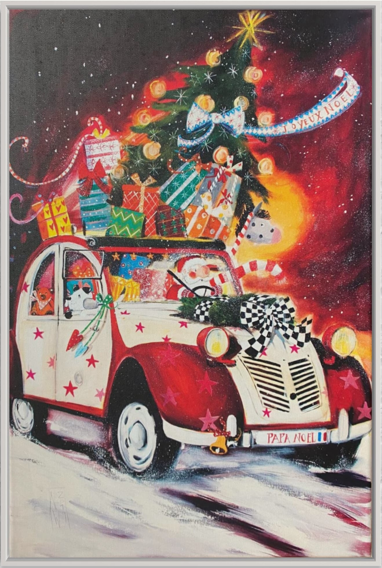 "Der Weihnachtsmann steuert eine Ente." - Leinwanddruck auf Keilrahmen - Atelier am Meer 