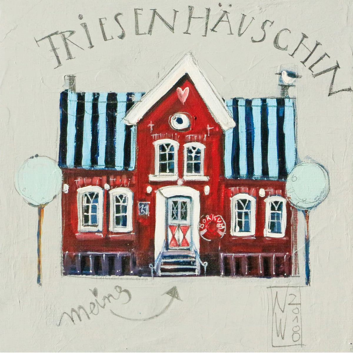 Das Friesenhäuschen Leinwanddruck auf Keilrahmen gemalt von Nicole Wenning Atelier am Meer Borkum