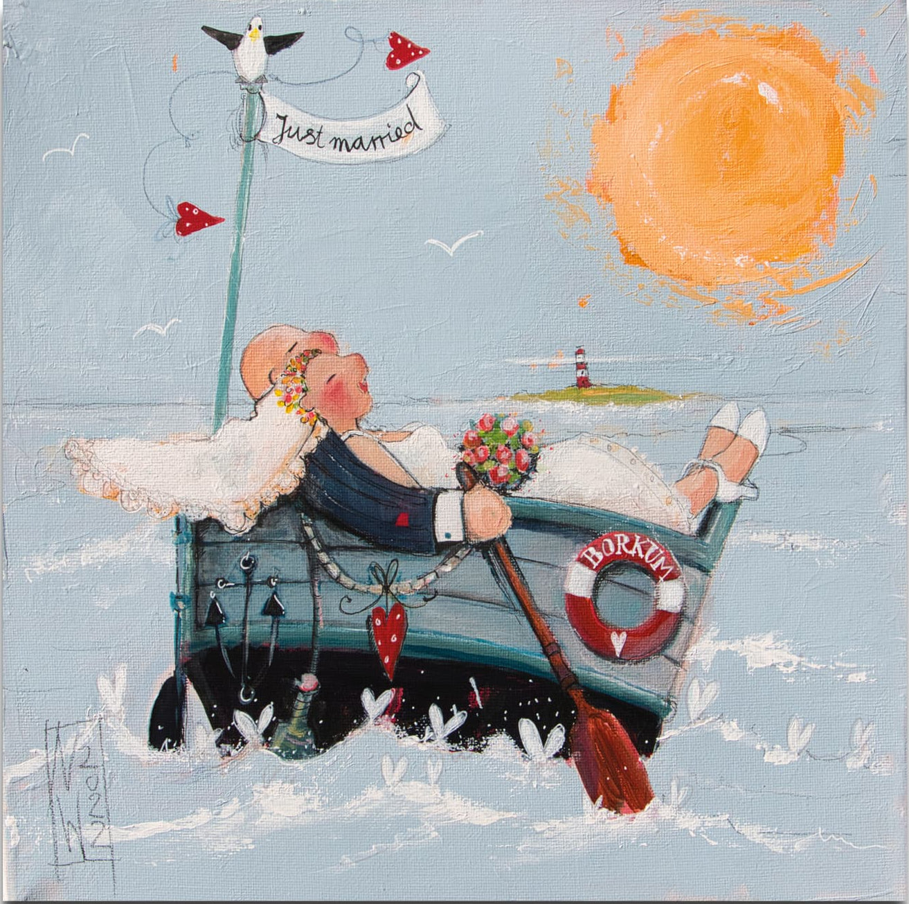 Just Married Leinwand, Druck auf Keilrahmen von Nicole Wenning