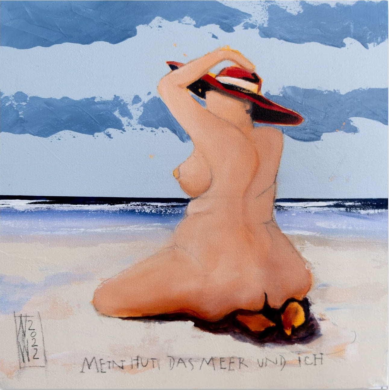 Mein Hut, das Meer und ich Leinwanddruck von Nicole Wenning