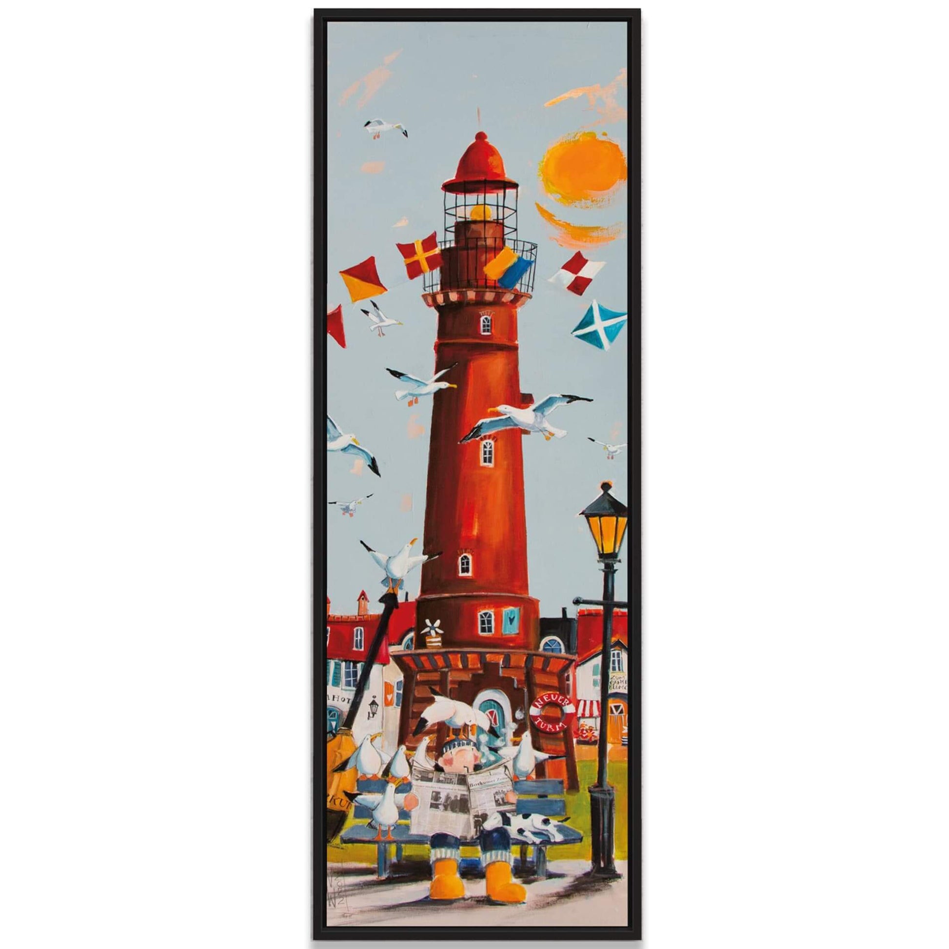 Der neue Leuchtturm von Borkum Leinwanddruck auf Keilrahmen gemalt von Nicole Wenning