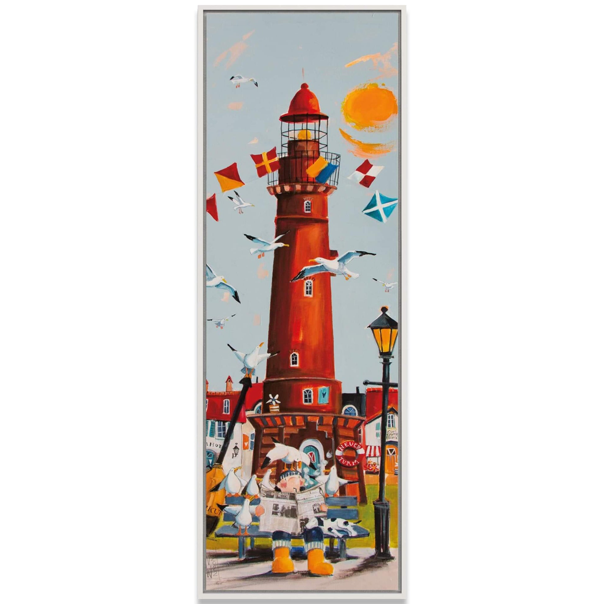 Der neue Leuchtturm von Borkum Leinwand Druck auf Keilrahmen gemalt von Nicole Wenning