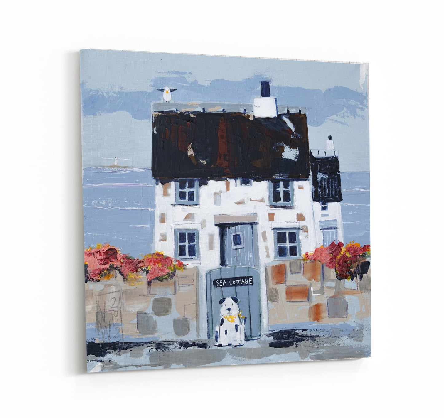 Sea Cottage leinwanddruck auf Keilrahmen, illustriert von Nicole Wenning