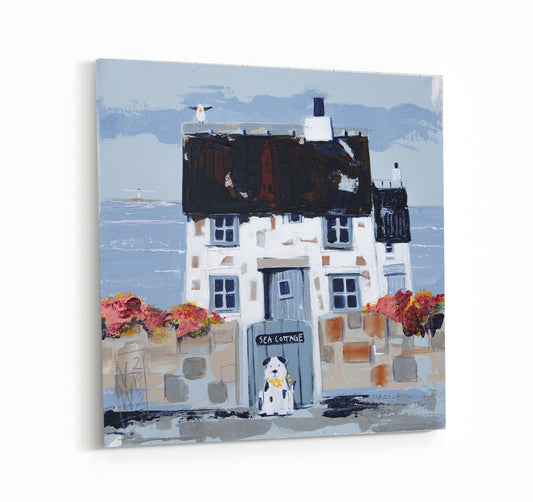 Sea Cottage leinwanddruck auf Keilrahmen, illustriert von Nicole Wenning