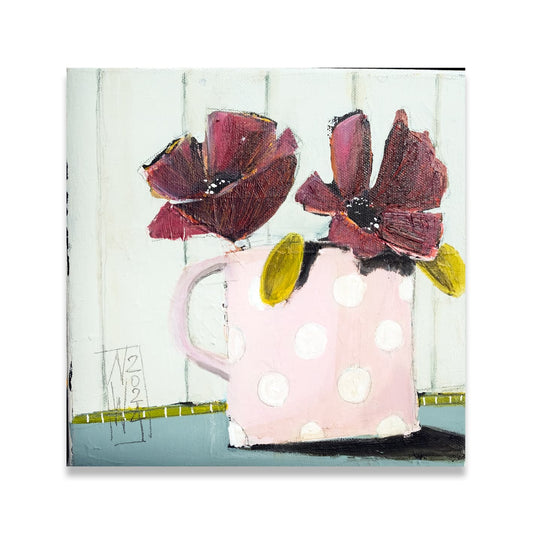 Stillleben, Blumen im rosakrug gemalt von Nicole Wenning Leinwanddruck auf Keilrahmen